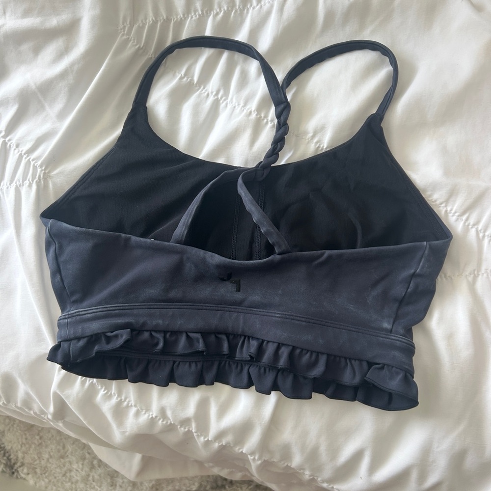 Black Ruffled Sports Bra - Picture 3 of 3